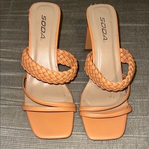 Soda Women's Braided Strap Heels in Orange